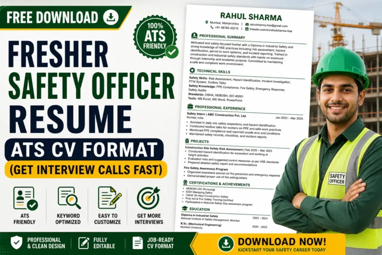 Free Download Fresher Safety Officer Resume